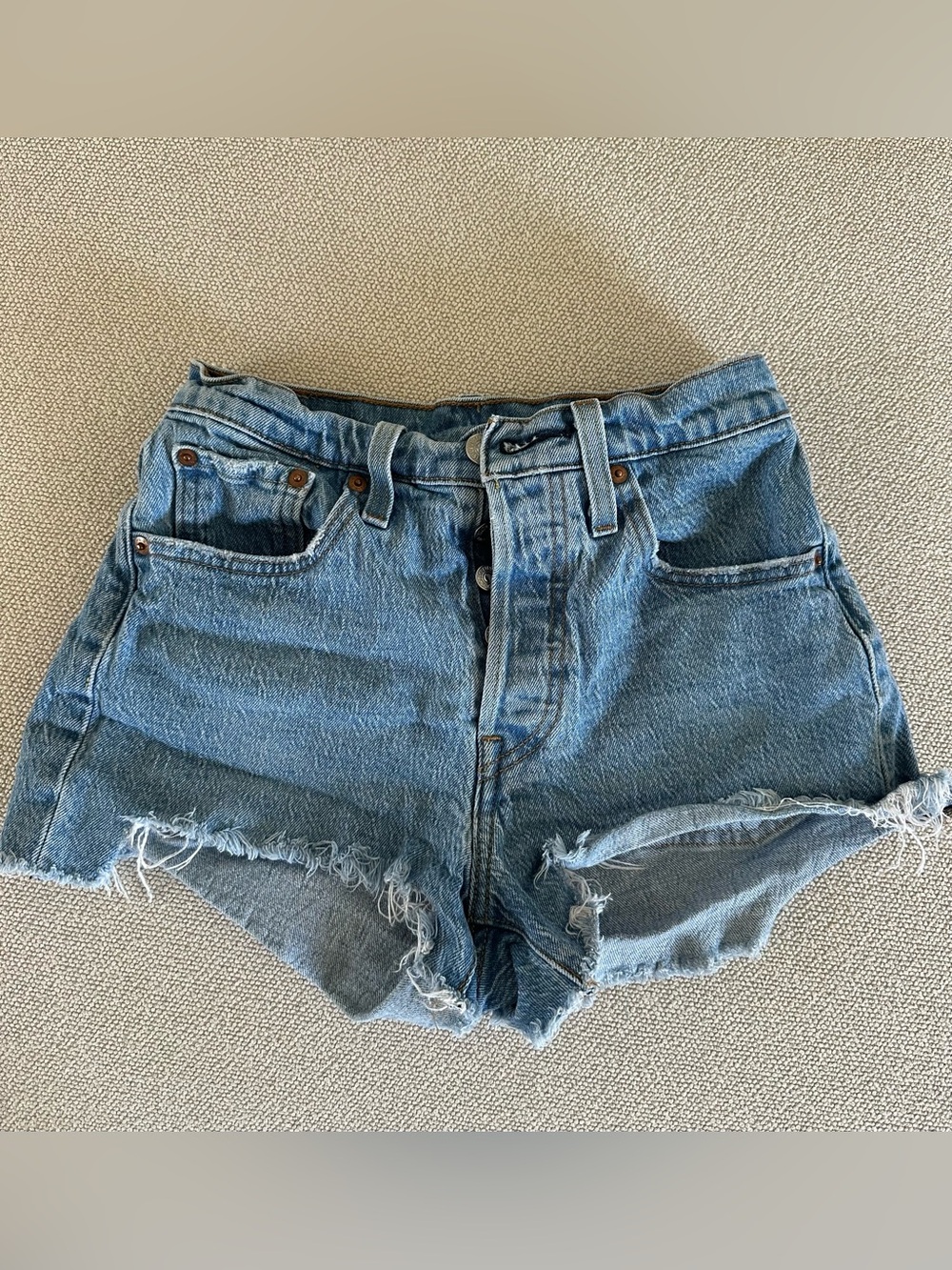 Levi's 501 Women’s Light Blue Distressed High-Rise Denim Shorts